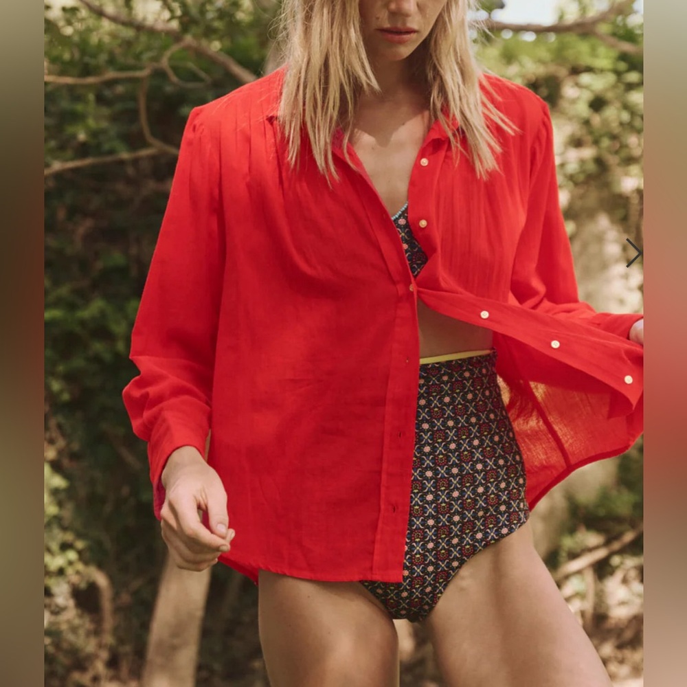 Cove Top in Hot Red, Size 0 by The Great